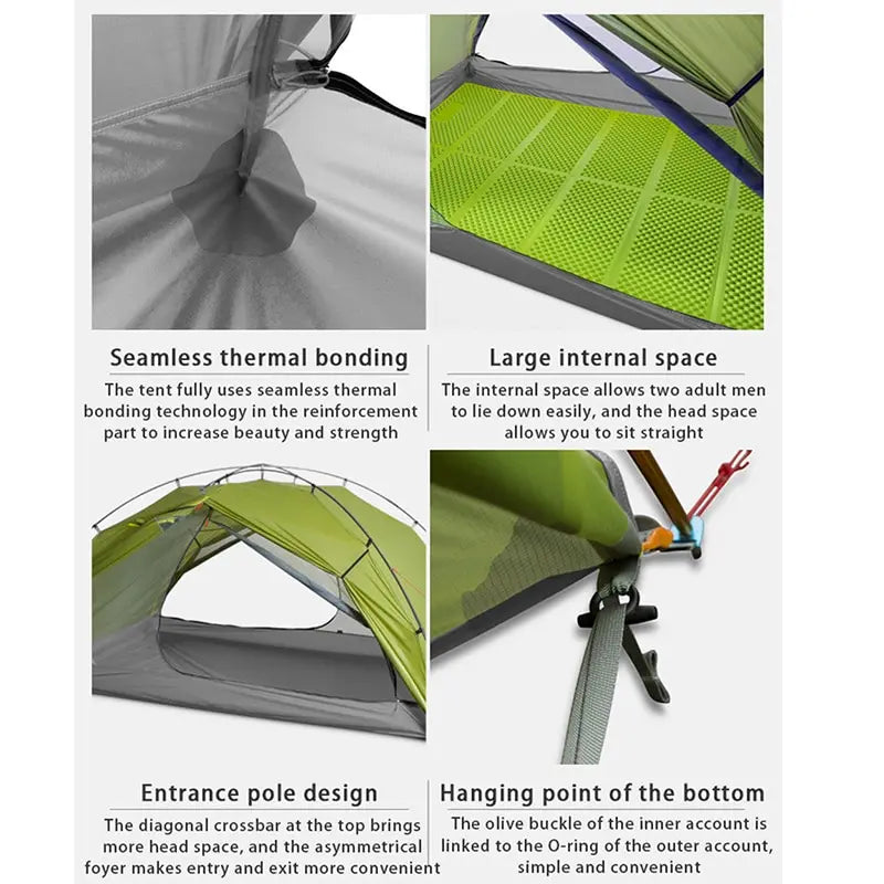 TAIJI 2 15D Nylon Camping Ultralight Tent Outdoor 2 Persons 3/4 Season Double Layer Camping Hiking Tents
