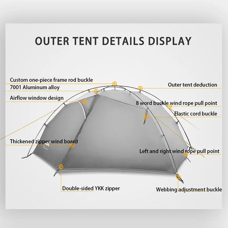 TAIJI 2 15D Nylon Camping Ultralight Tent Outdoor 2 Persons 3/4 Season Double Layer Camping Hiking Tents
