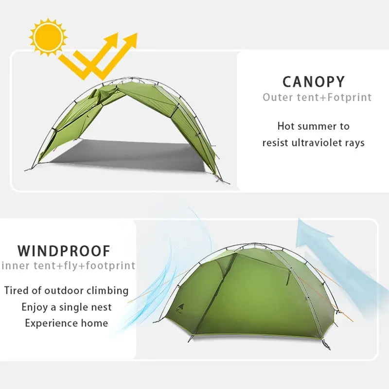 TAIJI 2 15D Nylon Camping Ultralight Tent Outdoor 2 Persons 3/4 Season Double Layer Camping Hiking Tents