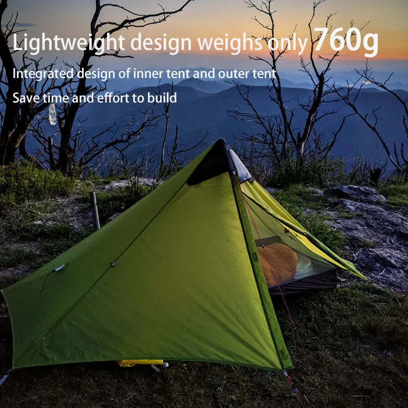 New  Lanshan 1 Person Oudoor Ultralight Camping Tent Single Man 3/4 Season Professional 15D Silnylon Rodless Tent