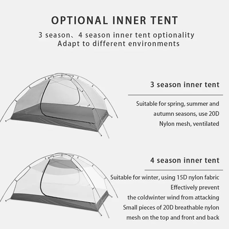 TAIJI 2 15D Nylon Camping Ultralight Tent Outdoor 2 Persons 3/4 Season Double Layer Camping Hiking Tents