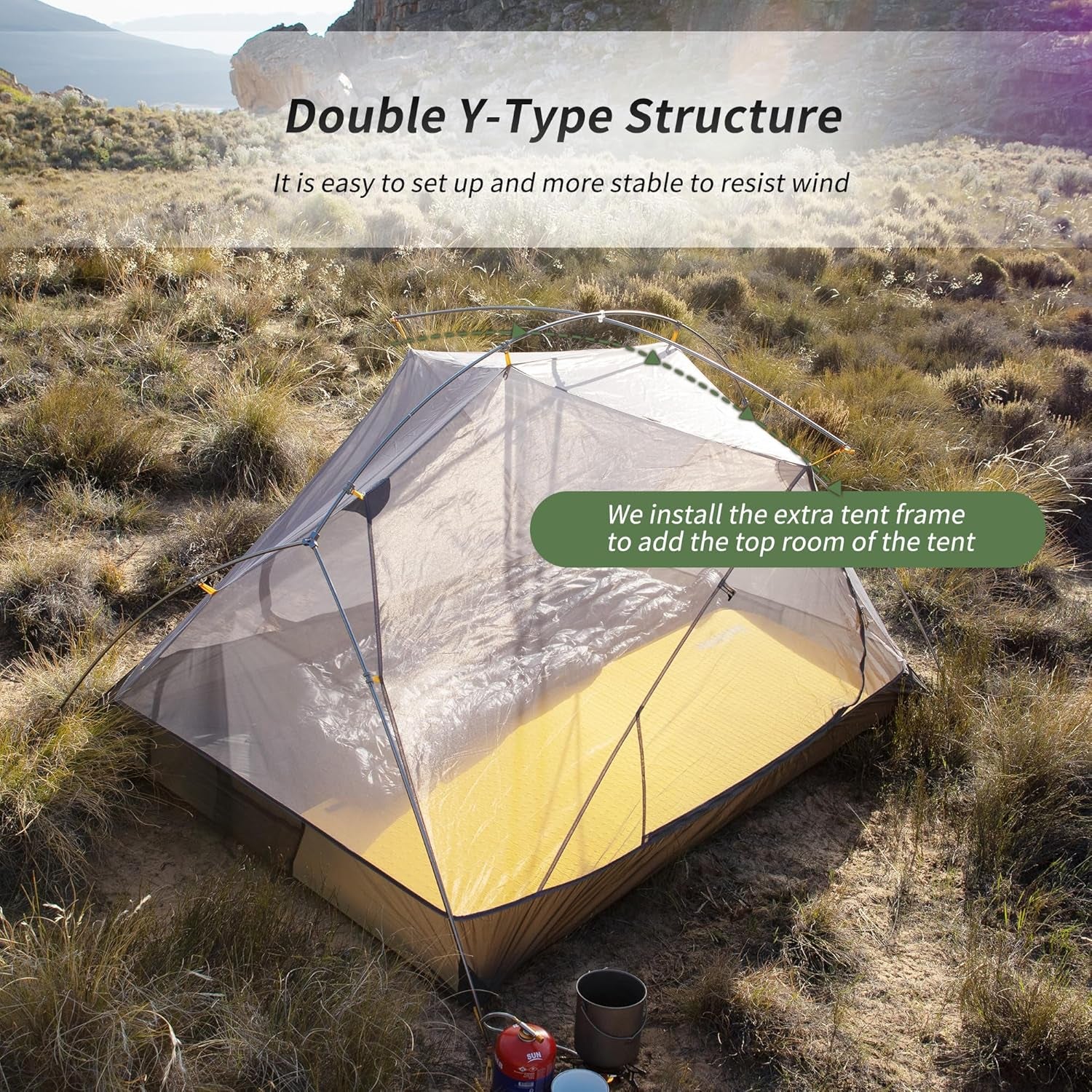 Mongar 2 Person Backpacking Tent, 3 Season Ultralight Lightweight 2 Person Tent, Double Layer Free Standing Tents for Camping Hiking Cycling